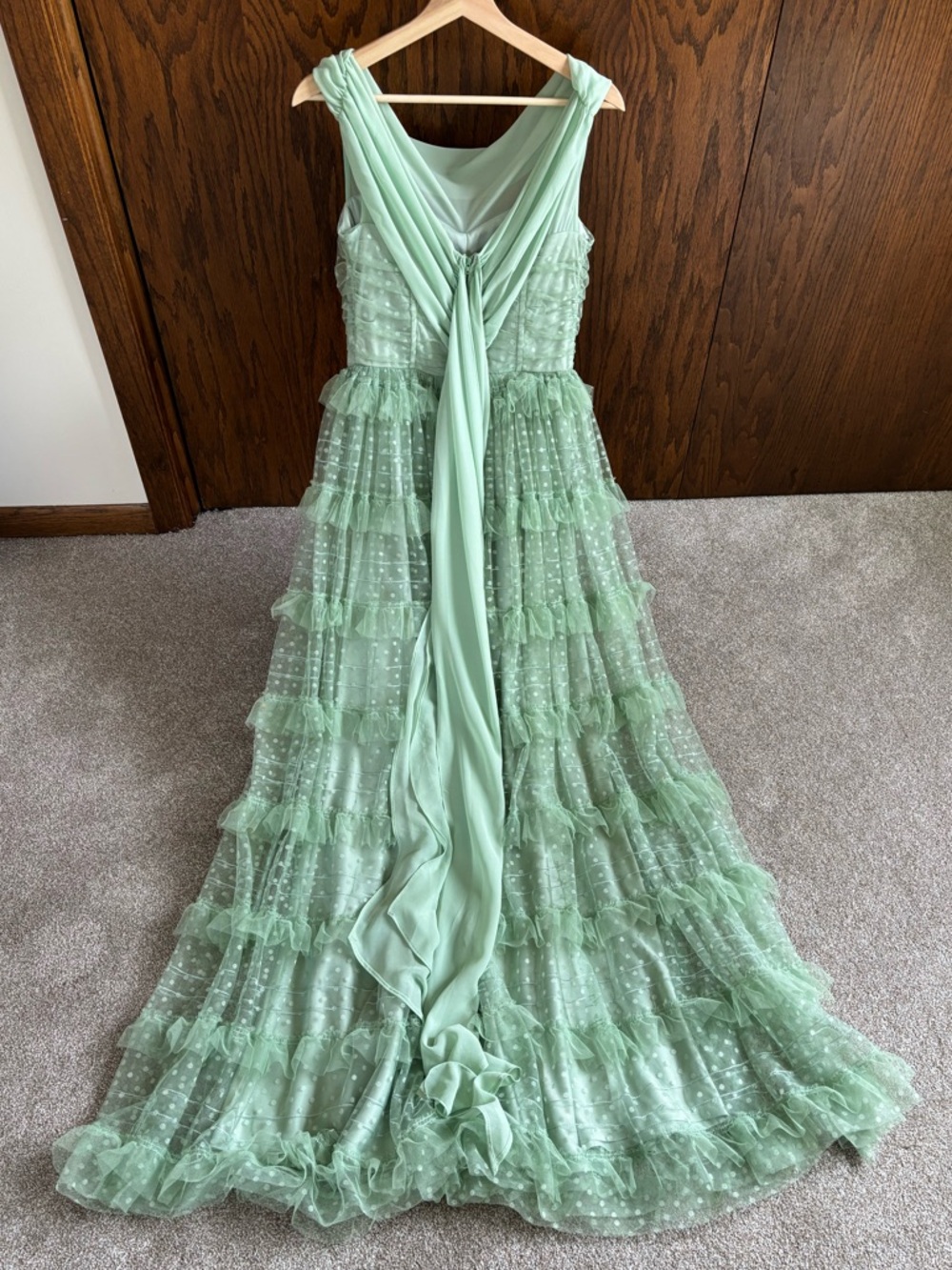 Unique Vintage Size Small/4 Mint Green Swiss Dot Dress with Ruffles